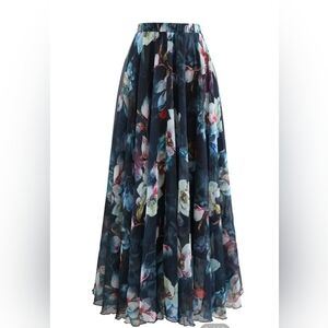 Chicwish Flowy Floral Chiffon Skirt